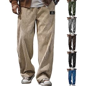 Hombre Pantalones de Deporte Pantalones Pantalones de Pana Pantalones anchos Pantalones deportivos de pierna recta Correa Cintura elástica Color sólido Comodid