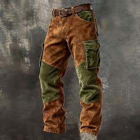 Men's Cargo Pants Trousers Corduroy Pants Faux Suede Pants Casual Pants Pocket Elastic Waist Multi Pocket Plain Comfort Soft Full Length Outdoor Casual Daily V