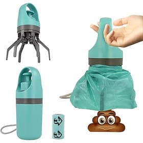 Dog Pooper Scooper Portable No Touch Poop Scooper for Small Medium Large Dogs Dog Waste Pick-up Cleaner with 15PCS Bag Attachment and Leak-Proof Waste Storage