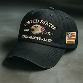 250th Anniversary USA Hat United States Baseball Cap Vintage Embroidered Hat 250 Year American Anniversary Hat Eagle Patriotic Embroidery Semiquincentennial