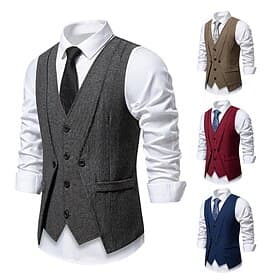 Rétro Vintage Années Folles Années 1920 Veste Gatsby le Magnifique Gangster Déguisement Homme Halloween Carnaval Mascarade Soirée Fête Adulte Gilet