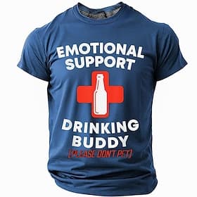 Funny Beer T-shirt, Emotional Support Drinking Buddy Please Don't Pet Tee for Men, Humor Graphic Shirt, Weekend Party Gift Apparel, Sizes S M L XL XXL XXXL