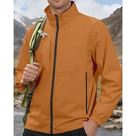 Herren Outdoorjacke Wanderjacke Urlaub Täglich Winddicht Warm Tasche Herbst Winter Einfach Mode Klassisch Stehkragen Regulär Hellgelb Schwarz Hellgrün Rosa Rot