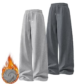 Multi Packs 2pcs Men's Navy BlueBlack Sweatpants Trousers Drawstring Front Pocket Plain Vacation Daily Wear Polyester Fall