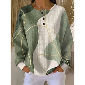Per donna Felpa Pullover Geometrico Moda Streetwear Manica Lunga Girocollo Top Regolari Casuale Abbigliamento Quotidiano Rosa chiaro Giallo Arancione Verde Kak
