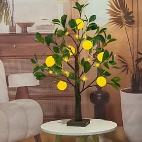 Guirlande lumineuse artificielle citronnier de 60 cm, 12 citrons, 24 LED, décoration intérieure/extérieure printemps/été pour chambre, salon, salle à manger, v
