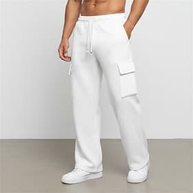 Herren Waffel Cargo-Hosen Cargo-Jogginghose Hose Gerade geschnittene Sweatpants Kordelzug Elastischer Bund Mehrere Taschen Einfach Komfort Feuchtigkeitsableite