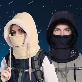 Women's Winter Fleece-Lined Balaclava Hat with Neck Warmer, 3-in-1 Knit Beanie Face Mask Hood, Cold Weather Thermal Hat with Ear Protection for Outdoor Cycling