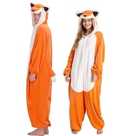 Pijamas Kigurumi Traje de grupo Disfraz de mono Animal zorro rojo Cálido Confortable Con Capucha Vellón Adulto Hombre Mujer Unisexo Víspera de Todos los Santos