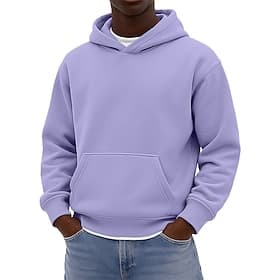 Men's Hoodie Pullover Purple Light Grey Light Blue Hooded Plain Kangaroo Pocket Casual Daily Sports Outdoor Cool Sportswear Basic Fall Winter Spring Fall C