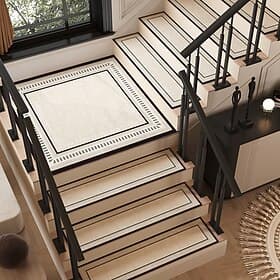 tappetini per scale in stile americano, autoadesivi senza colla, moquette per interni color crema per gradini, antiscivolo, lavabili, tappetini per scale resis