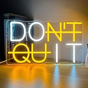 „Don't Quit"-Neon-Wandschild, dimmbar, USB-betrieben, für Schlafzimmer, Wohnzimmer, Esszimmer, Partys, Büro, Fitnessstudio, Hobbyraum, Gamerzimmer, 15,7 x 9 Zo