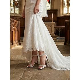 Luxury White Bridal Stiletto Heels for Church Formal Weddings, Crystal Ankle Strap Open Toe Wedding Shoes for Bride