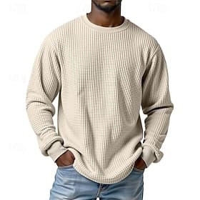 Homme T-shirt gaufré T-shirt Chemise à Manches Longues manche longue Col ras du cou Printemps Automne Uni Mode Designer Basique Classique Vacances Rue Sortir B