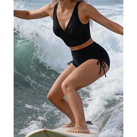 Dames Badpak Zwemkleding Bikini-sets Effen Zwemkleding Zwart UPF 50 Mouwloos - Surfen Strand Zwemmen Zomer