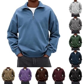 Men's Sweatshirt Pullover Hoodie Sweatshirt Quarter Zip Sweatshirt White Purple Standing Collar Plain Quarter Zip Casual Daily Sports Outdoor Streetwear Cool