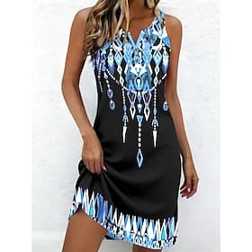 Femmes Mini Robe Robe fourreau Robe d'Été Robe d'été Robe à épaules dénudées Vacances Occasionnel Quotidien Fête Sortir Coupe régulière Graphique Tribal Abstra