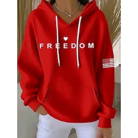 Women's Pullover Hoodie Sweatshirt Graphic Letter Casual Long Sleeve Hooded Regular Tops Casual Dailywear Sports Blue Black White Pink Red Spring Fall
