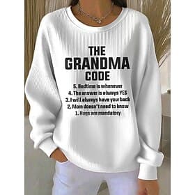 Women's Pullover Print Graphic Letter Warm Classic Casual Long Sleeve Crew Neck Regular Tops Casual Home Street Blue Black White Purple Beige Spring Fall Winte