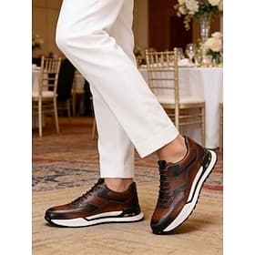 Baskets de mariage en cuir marron pour homme – élégantes, confortables et idéales pour les mariages modernes, en extérieur ou en intérieur.