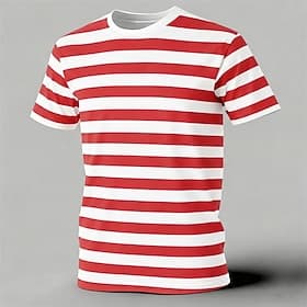 Men's Festival Stripe Print T-Shirt – Casual Carnival Party Tee