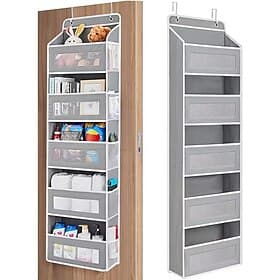 Heavy-Duty 5-Tier Door Hanging Organizer - Non-Drilling Door/Wall-Mountable Storage Rack with 5 Large Pockets, Foldable Space-Saver Suitable for Wardrobes, Bat