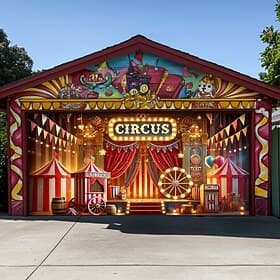 Mardi Gras Garage Door Cover Large Hanging Backdrop Circus Luxury 3D Party Outdoor Shooting Backgrounds Front Door Masquerade Home Decor