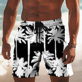 Homme Cocotier Feuille de palmier Plantes Tropicales Maillots de bain Shorts de bain Shorts de Surf Taille Moyenne Hawaïen Vacances à la Plage Poches Latérales
