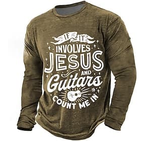 Bibel Wenn es um Jesus und Gitarren geht zähle mich ein Herren Langarm-Shirt Lustiger Christian Gitarrenspieler Musikliebhaber Religiöser Glaube Oberbekleidung