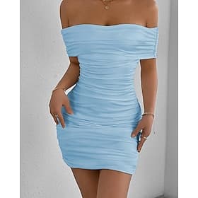 Femmes Mini Robe Robe de Soirée Robe de Cocktail Robe fourreau Mode Moderne Soirée Cocktail Coupe régulière Uni Sans manches Épaules Dénudées Noir Blanche Jaun