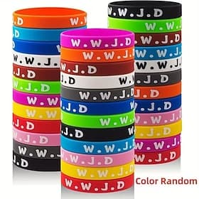 20pcs WWJD 'What Would Jesus Do' Bracelets - Christian religious silicone wristbands with Jesus image and WWJD initials inspirational and uplifting - Suitable
