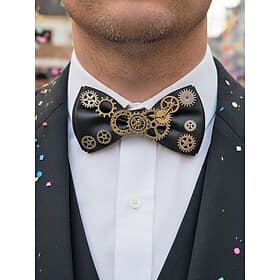 Herren Steampunk-Gear-Fliege - Mehrfarbige verstellbare Polyester-Schleife für Karneval Cosplay und Themenpartys