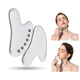 Ferramenta magnética gua sha raspador de aço inoxidável massagem facial face lift aperto da pele contorno de metal de resfriamento reduzir o inchaço