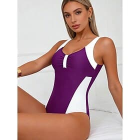 Mulheres Roupa de Banho Uma pedaço Monoquíni Cavado roupa de banho Compressão abdominal Cintura Alta Delgado Frente Única Férias Vintage Côr Sólida Gráfico Dec