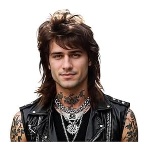 Perruque mulet rock années 80 pour homme - coiffure rétro brune idéale pour le cosplay et les soirées. mode vintage