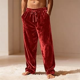Herren Gerade geschnittene Sweatpants Samt-Hosen Kordelzug Tasche Elastischer Bund Einfach Komfort Warm Täglich Lässig Blau Schwarz Mikroelastisch
