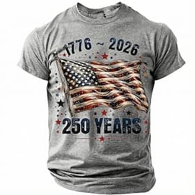 4. Juli 2026 250. Gedenktag Herren 3D Druck US Flagge Rundhals Kurzarm T-Shirt Alltag Straße