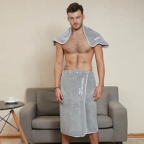 Herren-Badetuch, tragbarer, saugfähiger Bademantel für Männer, weicher, großer Handtuchrock für Erwachsene, schnelltrocknender Duschmantel für zu Hause
