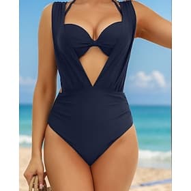 Mujer Bañadores 2 piezas Pícaro Traje de baño Espalda al Aire Vacaciones Ropa de playa Plano Escote en Pico Sin Mangas Trajes de baño