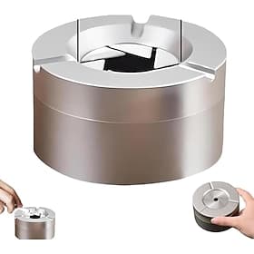 360° drehbarer Aschenbecher aus Aluminiumlegierung mit Drehverschlussdeckel, geruchsdicht und auslaufsicher Windfester Zigarettenhalter für Auto, Büro oder Zuh