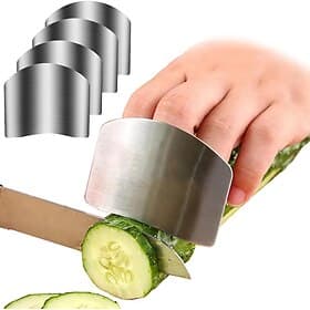 4 Stück Fingerschutz zum Schneiden, Küchenhelfer aus Edelstahl, Fingerschutz zum Schneiden von Lebensmitteln, Fingerschutz, Fingerschutz, verhindert Verletzung