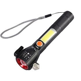Brise-vitre de voiture, coupe-ceinture de sécurité avec lampe torche LED, marteau d'urgence rechargeable, outil brise-vitre, balise de détresse stroboscopique