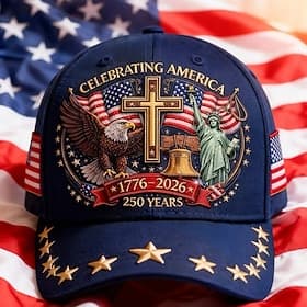Casquette patriotique américaine pour la célébration commémorative et la fierté nationale du 250e anniversaire des États-Unis avec aigle liberté et croix du sé