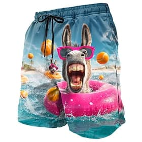 Homme Dessin animé Zébré Âne Maillots de bain Shorts de bain Shorts de Surf Taille Moyenne Drôle Hawaïen Vacances à la Plage Poches Latérales doublure en maill