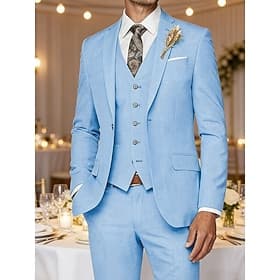 Men's BlazerVestDress Pants Blazer Business Work Wedding Fashion Streetwear Fall Winter Terylene Plain 3-Piece Single Breasted Blazer Black Champagne Pink khak