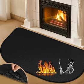 Kaminvorleger, 61 x 107 x 0,15 cm, feuerfest, aus Fiberglas mit rutschfester Unterseite, für Kamine, geeignet für Holzöfen und Kamine im Innen- und Außenbereic