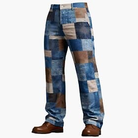 Men's Geometric Color Block Patchwork Trousers Dress Pants Suit Pants Mid Waist Casual Outdoor Dailywear Relaxed Fit Flat Front Dress Pants with Side Pockets S