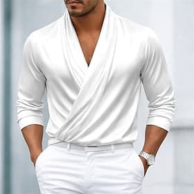 Homme Chemise Chemise en satin Chemise habillée Chemise Boutonnée Chemise de Bal Dégradé Affaires Mariage Noir Blanche manche longue Châle Toutes saisons Vêtem