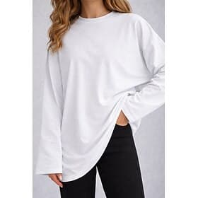Damen T-Shirt 100% Baumwolle Einfarbig Stylisch Klassisch Lässig Langarm Rundhals Reguläre Oberteile Alltag Ausgehen Schwarz Weiß Olivgrün Dunkelgrün Lila Früh