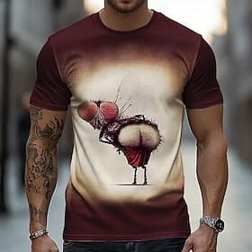 Herren Tiermotiv Lustig T Shirt Kurzarm T-Shirt 3D-Druck Rundhalsausschnitt Hemd Übertrieben Designer Party Ferien Braun Sommer Frühling Bekleidung S M L XL XX